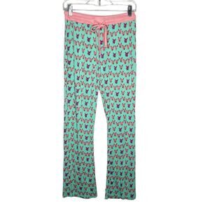 MUNKI MUNKI / green pink novelty pig print pajama sleep pants / S